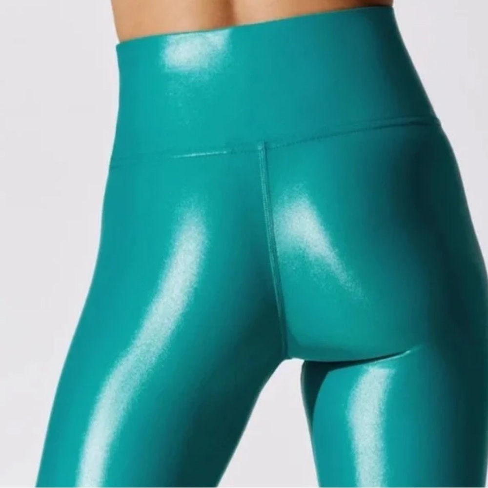 CARBON38 High Rise Full Length Leggings Takara Shine in Turquoise Takar Shine - Picture 4 of 16